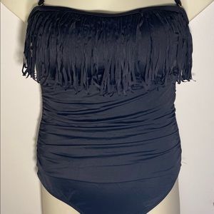 One piece black bathing suit